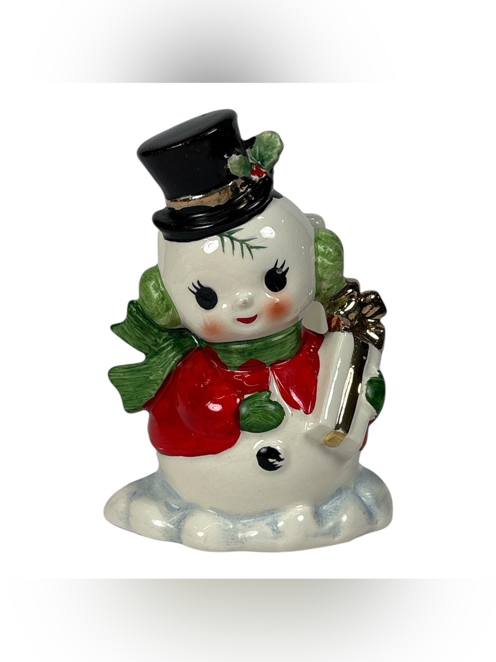Vintage Josef Originals Snowman Ceramic Napkin Holder 1950s Japan With Gift